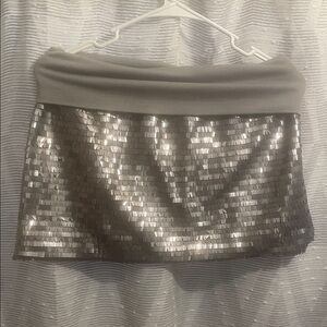 Bebe Silver Sequin Mini Skirt